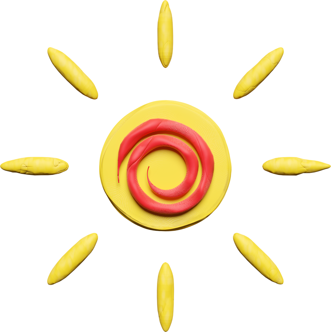 3d plasticine sun isolated. sun cartoon from clay, clay toy icon concept, 3d render illustration