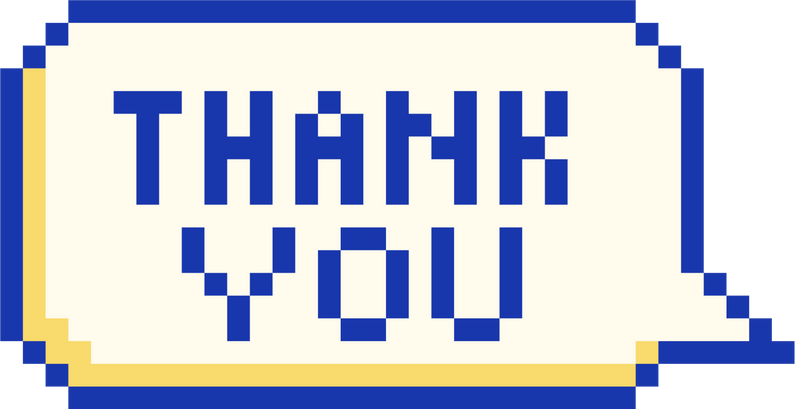 Thank you text pixel illustration